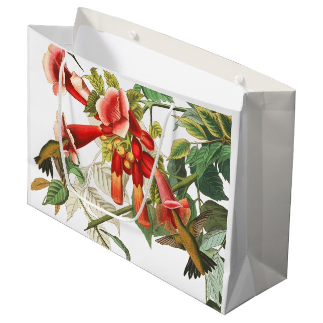 Kolibri-Vogel-Blumen Audubon Geschenk-Tasche Große Geschenktüte (Vorderseite Schrägansicht)