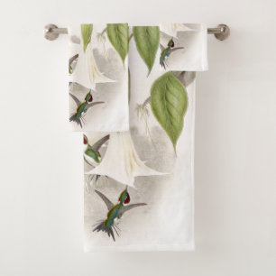 Kolibri-Vogel-Blumen-Bad-Tuch-Set Badhandtuch Set