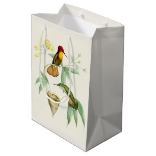 Kolibri-Vogel-Blumen-Blumennest-Geschenk-Tasche Mittlere Geschenktüte