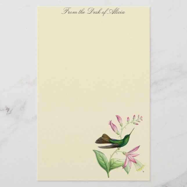 Kolibri-Vogel-Blumen-Blumentier-Tiere Briefpapier (Vorderseite)