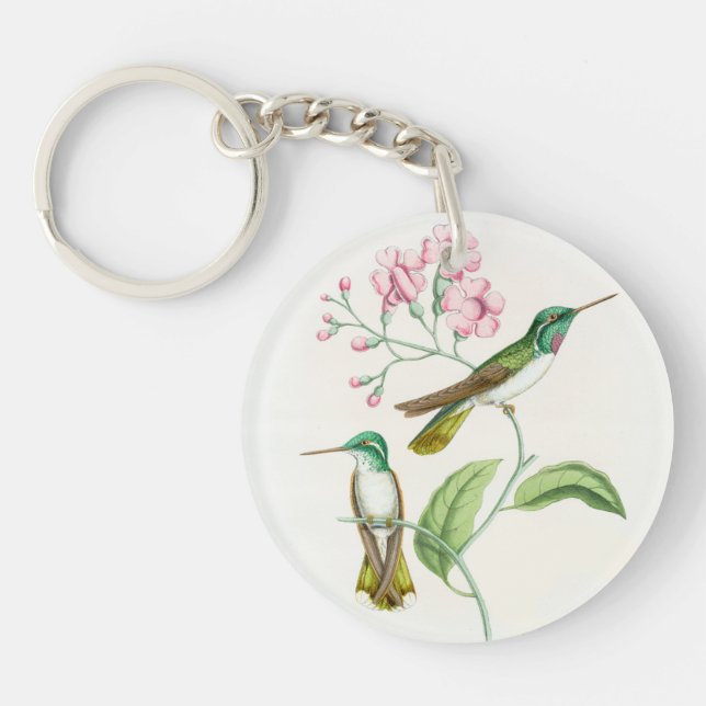 Kolibri-Vogel-Blumen-Blumentier-wild lebende Tiere Schlüsselanhänger (Vorderseite)