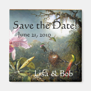 Kolibri-Vogel-Blumen mit Blumen Save the Date Magnet