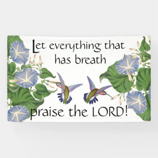 Kolibri-Vogel-Blumen preisen den Lord Christian Banner