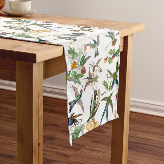 Kolibri-Vogel-Blumen-Tier-Tabellen-Läufer Mittelgroßer Tischläufer (Beispiel)