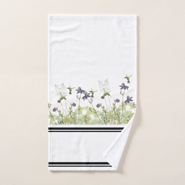 Kolibri-Vogel-Columbine-Blumen-Bad-Tuch-Set Badhandtuch Set (Handtuch)