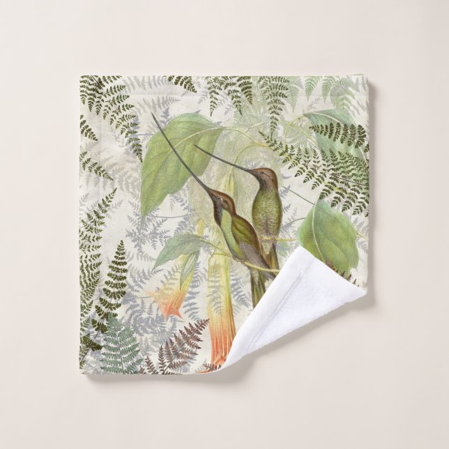 Kolibri-Vogel-Farn-Blumen-Wäsche-Stoff Waschlappen (Waschlappen)