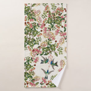 Kolibri-Vogel-Geißblatt-Blumen-Bad-Tuch-Set Badhandtuch Set