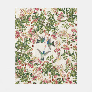 Kolibri-Vogel-Geißblatt-Blumen-Fleece-Decke Fleecedecke
