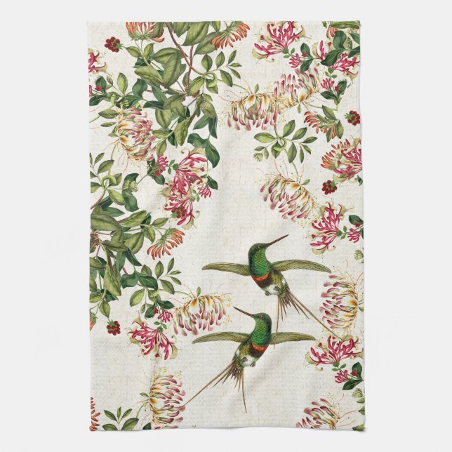 Kolibri-Vogel-Geißblatt-Blumen-Küchen-Tuch Geschirrtuch (Vertikal)