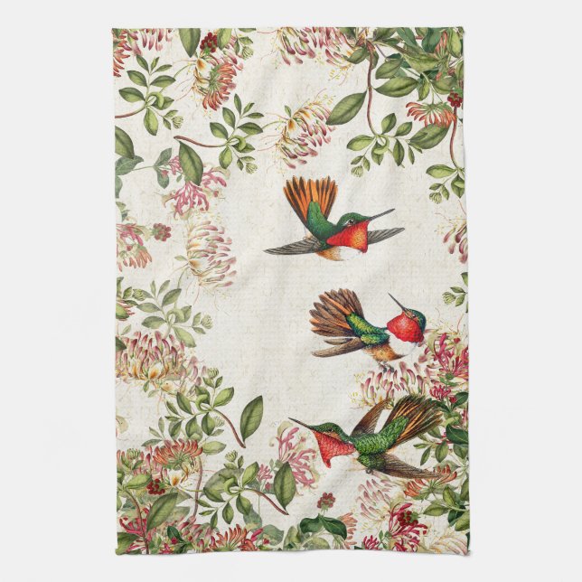 Kolibri-Vogel-Geißblatt-Blumen-Küchen-Tuch Geschirrtuch (Vertikal)