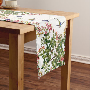 Kolibri-Vogel-Geißblatt-Blumen-Tabellen-Läufer Mittelgroßer Tischläufer