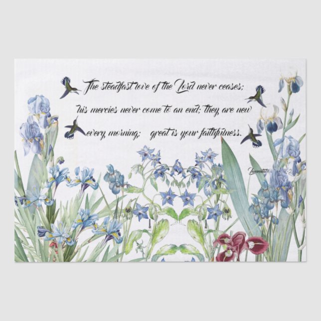 Kolibri-Vogel-Iris-Blumengnaden-Seidenpapier Seidenpapier (Vorderseite)