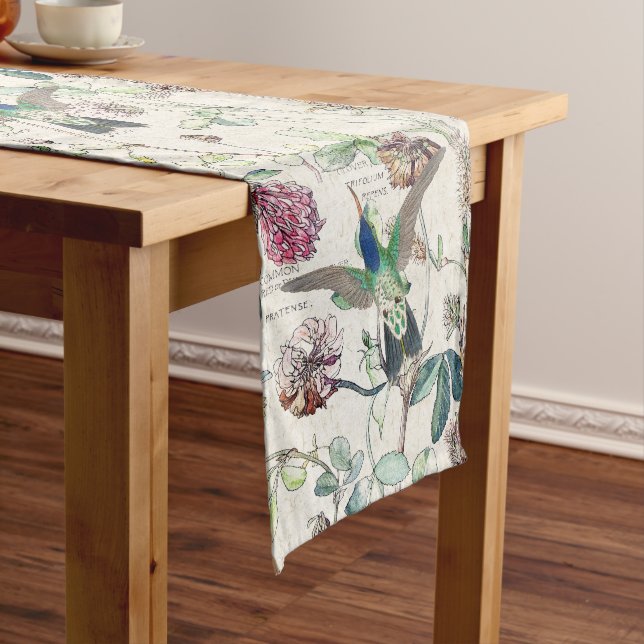 Kolibri-Vogel-Klee-Blumen-Tabellen-Läufer Großer Tischläufer (Beispiel)
