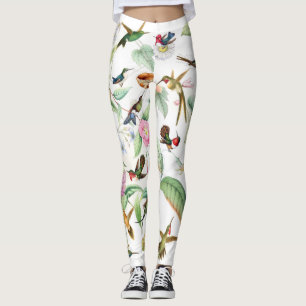 Kolibri-Vögel mit Blumen ganz über Druck-Legging Leggings
