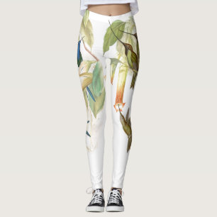 Kolibri-Vögel mit Blumen ganz über Druck-Legging Leggings