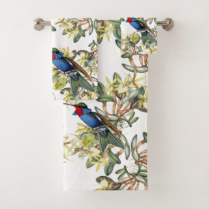 Kolibri-Vogel-Orchideen-Blumen-Bad-Tuch-Set Badhandtuch Set