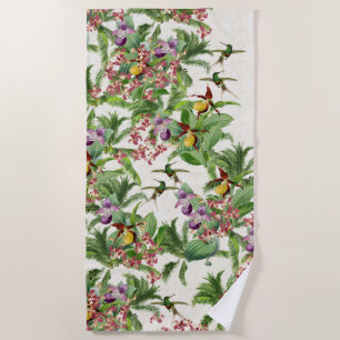 Kolibri-Vogel-Orchideen-Blumen-Badetuch Strandtuch