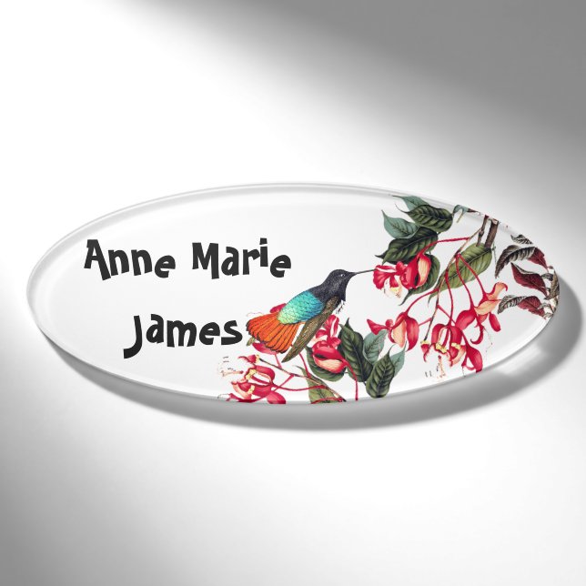 Kolibri-Vogel-Orchideen-Blumen-Namensumbau Namenschild (Vorderseite)