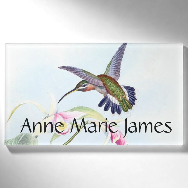 Kolibri-Vogel-Orchideen-Blumen-Namensumbau Namenschild (Vorderseite)
