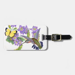 Kolibri-Vogel-Schmetterlings-Blumen-Blumenumbau Gepäckanhänger