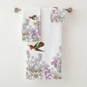 Kolibri-Vogel-süße Erbsen-Blumen-Bad-Tücher Badhandtuch Set