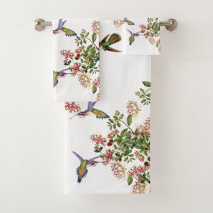 Kolibri-Vogel-Tier-Blumen-Bad-Tuch-Set Badhandtuch Set