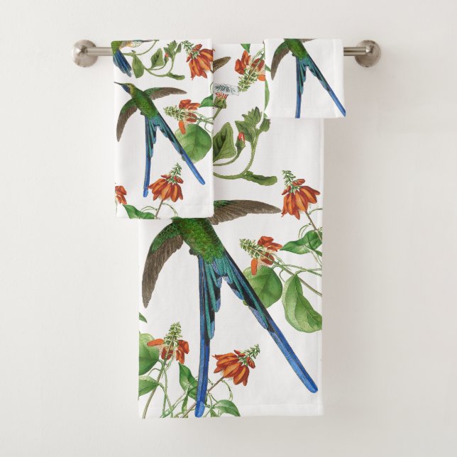 Kolibri-Vogel-Tier-Blumen-Bad-Tuch-Set Badhandtuch Set (Insitu)
