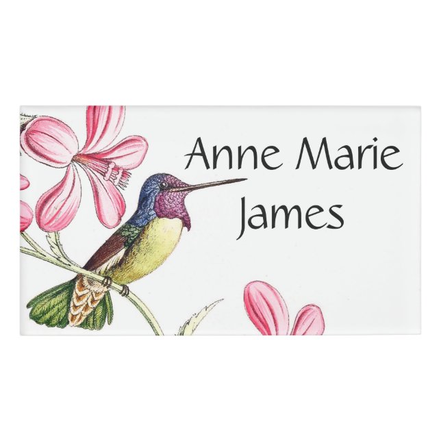 Kolibri-Vogel-Tier-Blumen-Namensumbau Namenschild (Vorderseite)