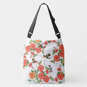 Kolibri-Vogel-Tier-Blumen-TierTaschen-Tasche Tragetaschen Mit Langen Trägern