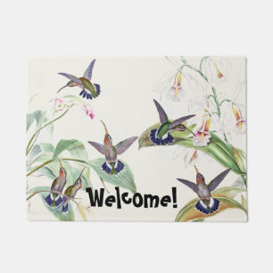 Kolibri-Vogel-Tier-Orchideen-Blumen-Fußmatte Fußmatte