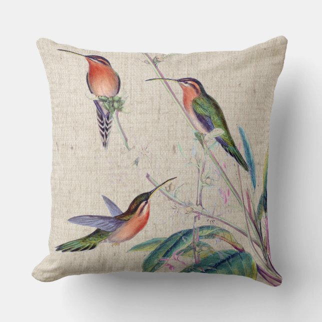 Kolibri-Vogel-Tier-Tier-Blumen mit Blumen Kissen (Vorderseite)