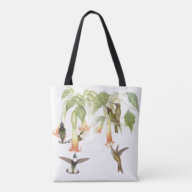 Kolibri-Vogel-Tier-Tier-Blumentasche Tasche (Rückseite)