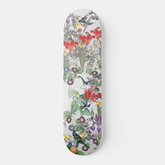 Kolibri-Vogel-Tier-TierblumenSkateboard Skateboard (Vorderseite)