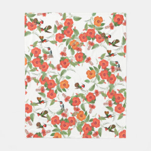 Kolibri-Vogel-tropische Blumen-Fleece-Decke Fleecedecke
