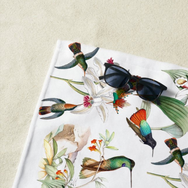 Kolibri-Vogel-tropisches Blumen-Badetuch Strandtuch (Beispiel)