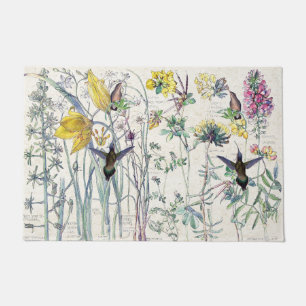 Kolibri-Vogel-wilde Tulpe-Blumen-Fußmatte Fußmatte