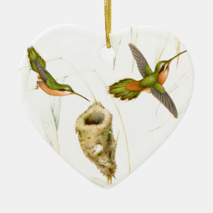 Kolibri Vögel Wildtiere Blumen Tierornament Keramik Ornament