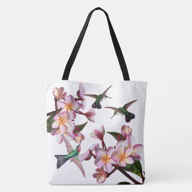 Kolibri-Vögelplumeria-Blumen-Taschen-Tasche Tasche (Rückseite)