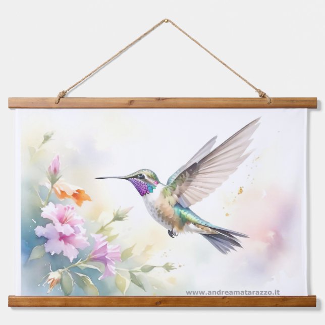 Kolibri Wandteppich Mit Holzrahmen (Vorne)