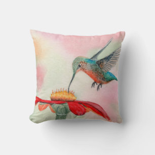 Kolibri-Wurfkissen Aquarell-Kunst Kissen