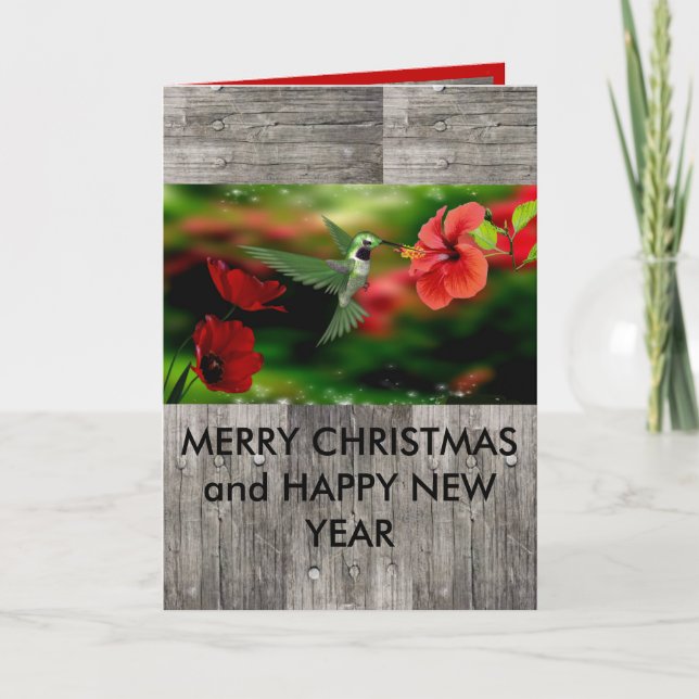 Kolibrikarte der frohen Weihnachten u. des guten (Vorderseite)