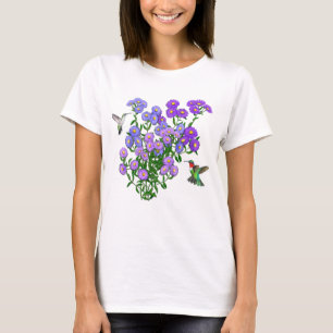 Kolibris auf Aster-Blumen-DamenRaglan schwitzt T-Shirt