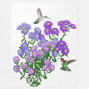 Kolibris auf lila Blumen-Fleece-Decke Fleecedecke