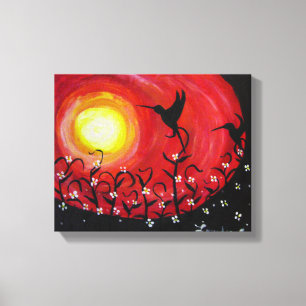Kolibris bei Sonnenuntergang Leinwanddruck