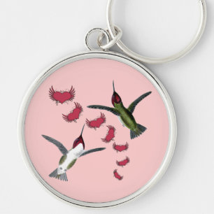 Kolibris Grunge-Herzen mit Flügeln Schlüsselanhänger
