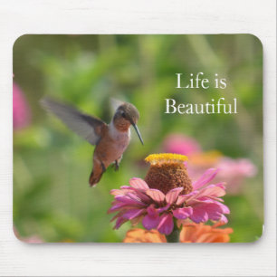 Kolibris Rosa Zinnienblumen (Foto von mir) Mousepad