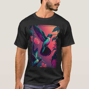 Kolibris Tropische Vögel im Flug Vaporwave Fu T-Shirt
