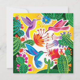 Kolibris und blühende Kakteen