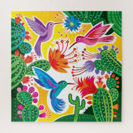 Kolibris und blühende Kakteen