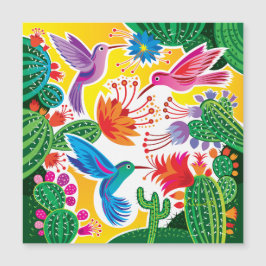 Kolibris und blühende Kakteen Magnetkarte